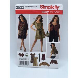 Simplicity Misses Dress Top Jacket Shrug Sewing Pattern sz 6-14 3533 - uncut
